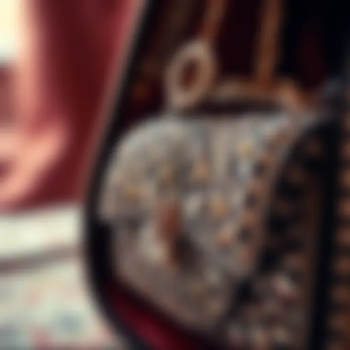 Intricate detailing of a rhinestone designer bag showcasing its luxurious appeal