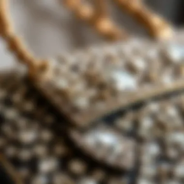 A close-up view of sustainable materials used in rhinestone bags