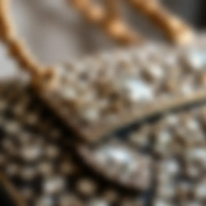 A close-up view of sustainable materials used in rhinestone bags