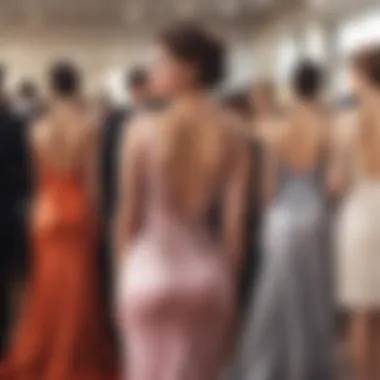 A fashionable event featuring guests in backless dresses