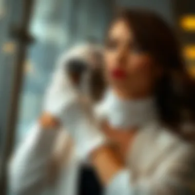 Versatile Styling with Satin Gloves Fashionable outfit paired with white satin elbow length gloves showcasing style versatility