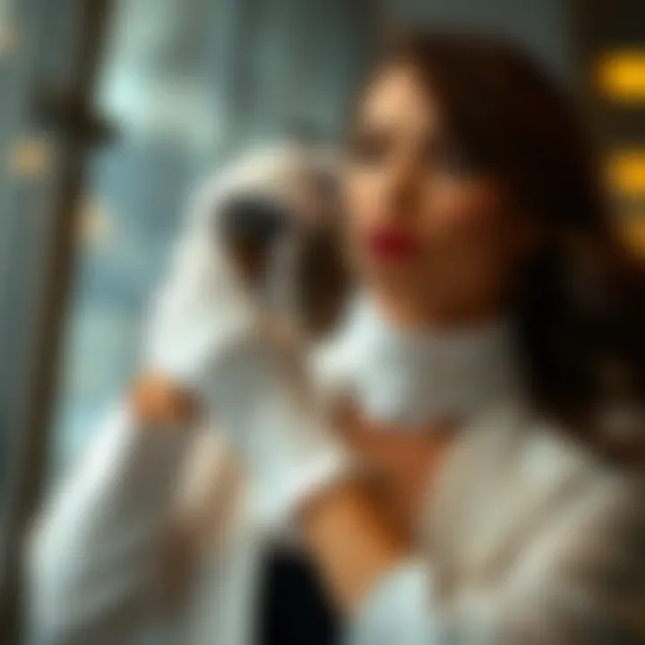 Versatile Styling with Satin Gloves Fashionable outfit paired with white satin elbow length gloves showcasing style versatility