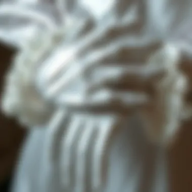 Craftsmanship of Satin Gloves Close-up of intricate detailing on white satin gloves highlighting their craftsmanship