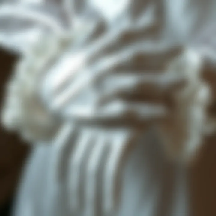 Craftsmanship of Satin Gloves Close-up of intricate detailing on white satin gloves highlighting their craftsmanship