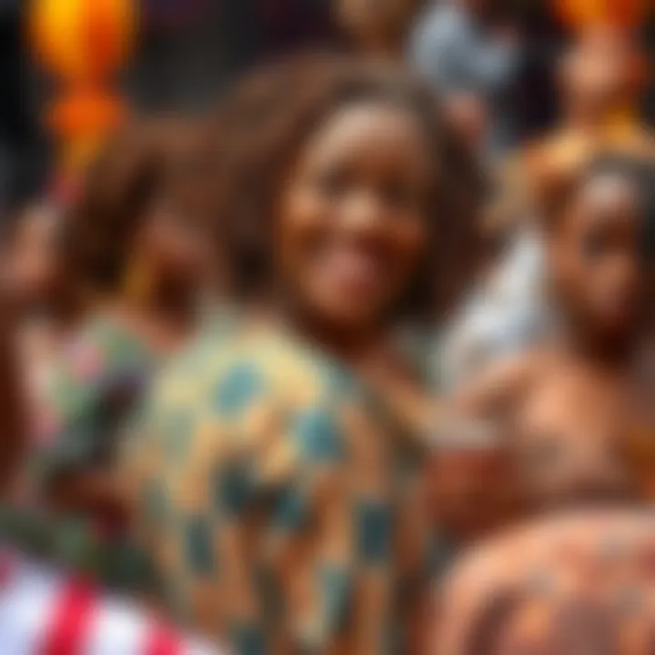 A vibrant cultural event featuring individuals adorned with striking afro twist hairstyles