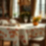 Elegant turkey tablecloth with autumn leaves design