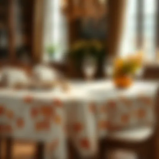 Elegant turkey tablecloth with autumn leaves design