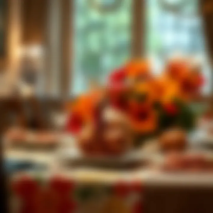 Stylish table setting featuring a turkey theme