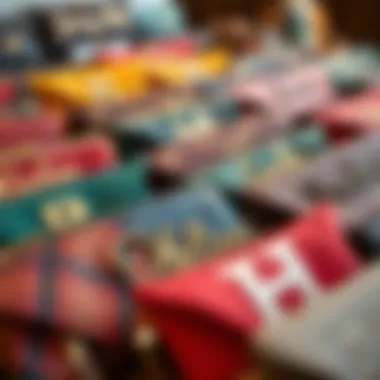 Diverse Collection of Customized Clutches A collection of colorful customized clutches showcasing various styles and name customizations.