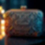 Elegant Personalized Clutch Design An elegant personalized clutch with intricate designs and a name embossed on it.