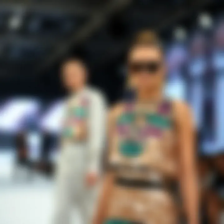 A stylish runway presentation featuring models in sequin-decorated apparel