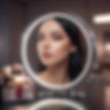 Close-up of a high-tech illuminated makeup mirror