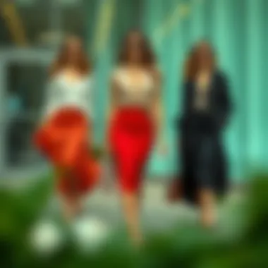 Fashionable styling options with the elastic pencil skirt in various outfits