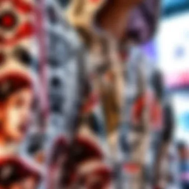 A close-up of intricate graphic designs on oversized hoodies