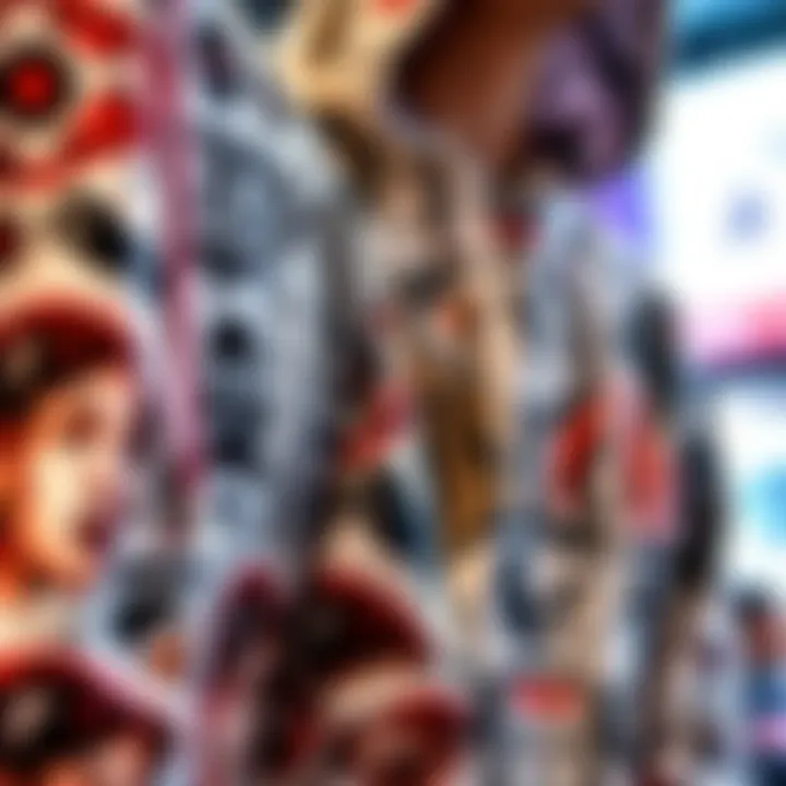 A close-up of intricate graphic designs on oversized hoodies