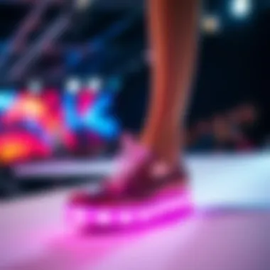 Stylish Flash Light Shoes on the Runway Stylish flash light shoes displayed on a fashion runway