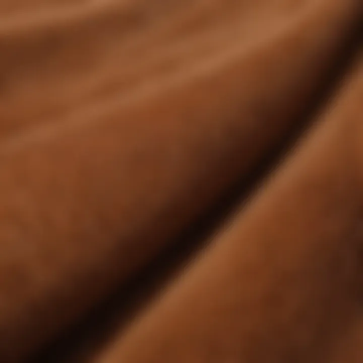 A close-up view of corduroy fabric showcasing its unique texture