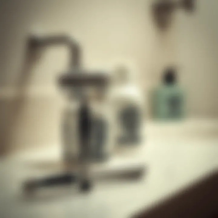A close-up of a razor and shaving cream on a bathroom countertop.