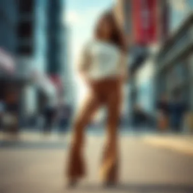 Elegant flare leggings with pockets showcased in a chic urban setting