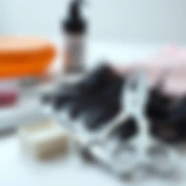 Essential Maintenance Tools for Lace Front Laces A close-up of lace front lace maintenance tools and products.