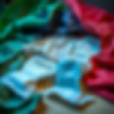 An artistic arrangement of sanitary napkin pouches alongside eco-friendly materials.