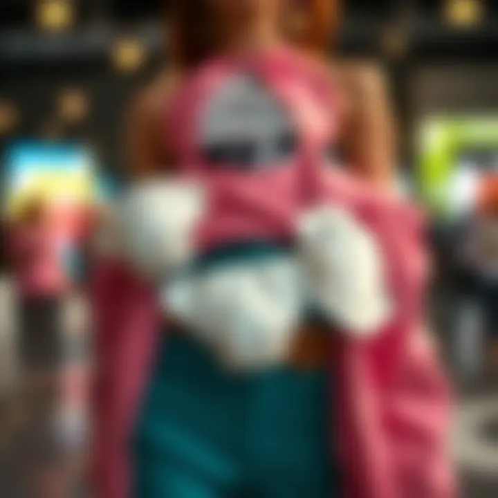 A collection of sanitary napkin pouches integrated into a modern fashion ensemble.