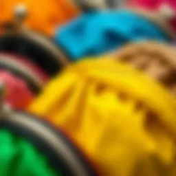 A close-up view of a nylon coin purse showcasing its texture and color variation.