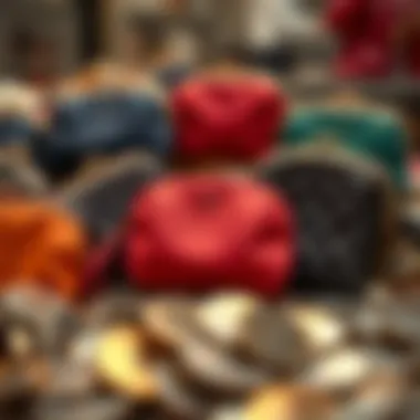 An elegant arrangement of various styles of nylon coin purses displayed together.