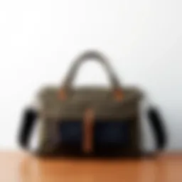 A stylish overnight messenger bag showcased against a minimalist backdrop.