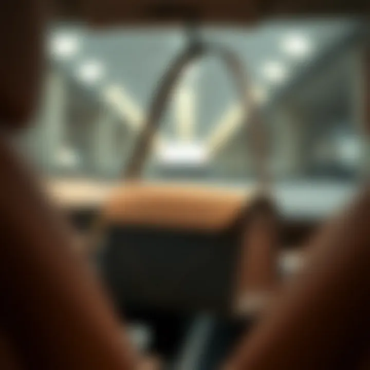 Materials in Handbag Holder Design Stylish handbag holder showcasing various materials used in automotive design