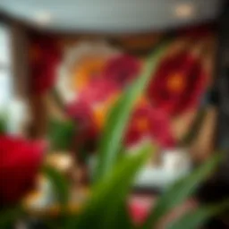 A richly designed tapestry featuring abstract motifs