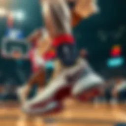 Dynamic action shot of Jimmy Butler in performance shoes during a game