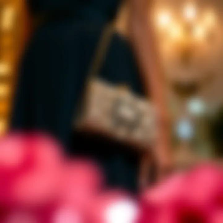 Chic Pairing of Evening Wear and Crystal Bag Stylish crystal evening bag paired with an elegant evening dress