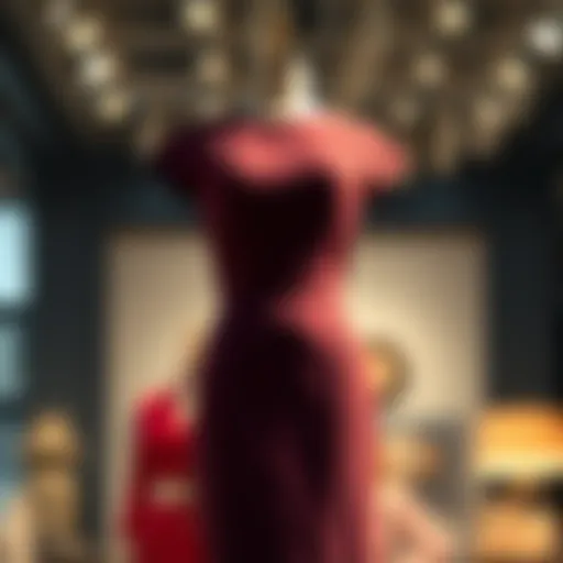 Elegant 1950s pencil dress displayed on a mannequin