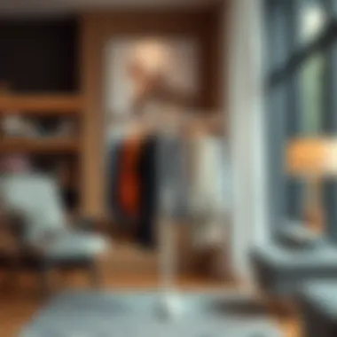 Spinning clothes rack in a chic living space