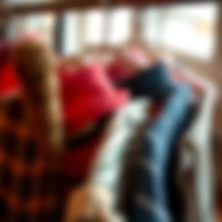 Close-up of spinning clothes rack materials and textures