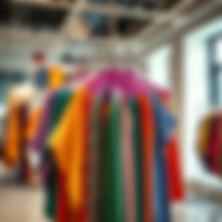 Spinning clothes rack showcasing vibrant colors