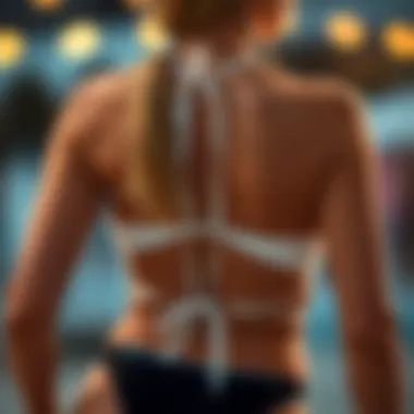 Back-Tie Bikini Fit Adjustments Illustration of back-tie bikini adjustments for a perfect fit