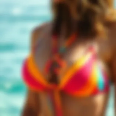 Vibrant Back-Tie Bikini Colors Close-up of a vibrant back-tie bikini highlighting its colors