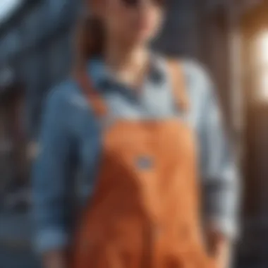 Functional design of overalls with cargo pockets in outdoor settings