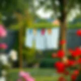 Flexible Portable Dryer in a Garden Flexible portable dryer set up in a garden