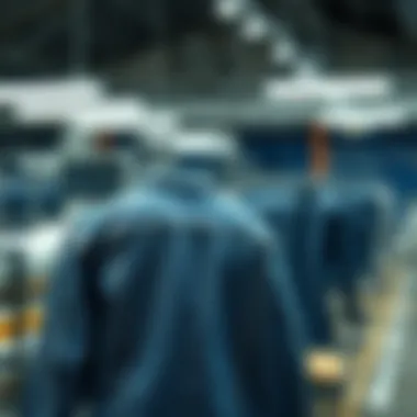 A sustainable denim production process illustration highlighting eco-friendly practices