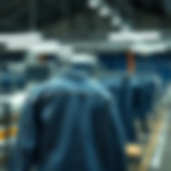 A sustainable denim production process illustration highlighting eco-friendly practices