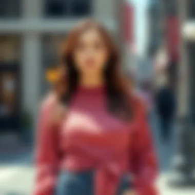 Casual Look with Tie Waist Top Model showcasing a casual outfit with a tie waist long sleeve top