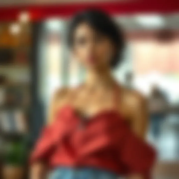 Layered Styling Inspiration A model showcasing a layered spaghetti top outfit