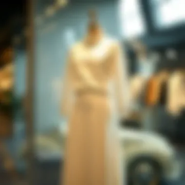 Elegant white skirt and top ensemble displayed on a mannequin