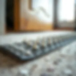 Close-up of an under door draft stopper on a carpet