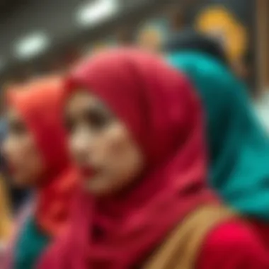 Vibrant Colors of Underscarf Hijab Caps A fashionable arrangement of underscarf hijab caps in vibrant colors, symbolizing personal expression