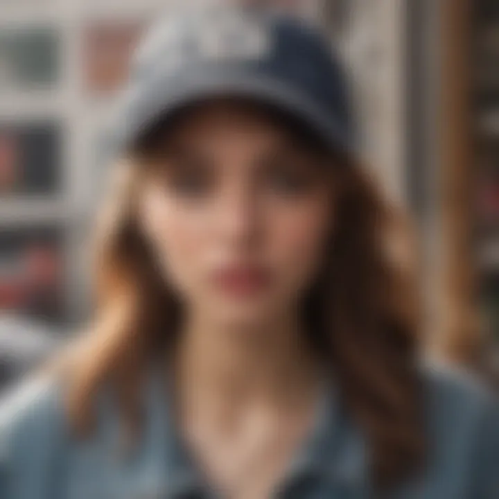 A fashionable individual styling a vintage distressed baseball cap