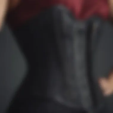 A close-up of a stylish waist trainer corset showcasing zipper features